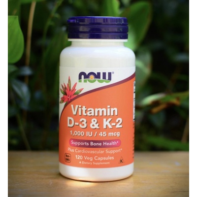 Now Vitamin D3 & K2 1000 IU 45 μg x 120 rostlinných kapslí