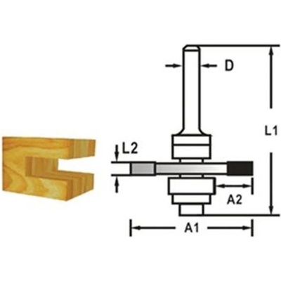 Makita D-48957 - Fréza do dřeva drážkovací kotoučová tl. 2,5 mm s kopírovacím ložiskem, stopka 8 mm