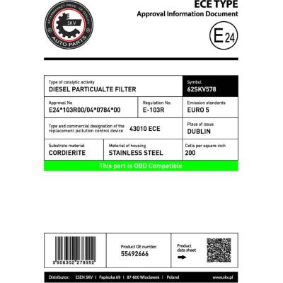 ESEN SKV Filtr pevných částic ESN 62SKV578