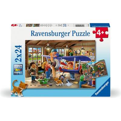 Ravensburger Пъзел Ravensburger от 2 x 24 части - Ремонт на самолети и влакове (12004044)