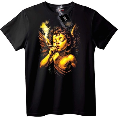 NOONEBRAND Тениска Пушещ Ангел - XS, Black