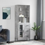 vidaXL Висок шкаф, бетонно сив, 69, 5x34x180 см, инженерно дърво (3189521)