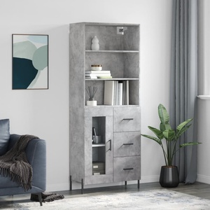 vidaXL Висок шкаф, бетонно сив, 69, 5x34x180 см, инженерно дърво (3189521)