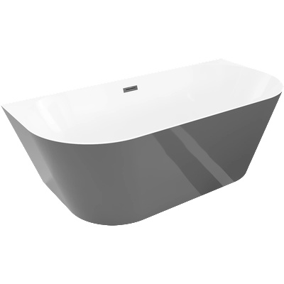 Mexen Oval Slim свободностояща вана за стена 170 x 80 см, бяла/сива, черен прелив (52661708062-70)