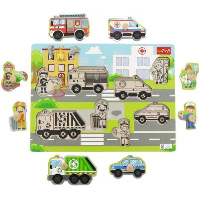 Trefl - Puzzle Drevená vkládačka Mesto - 1 - 39 piese