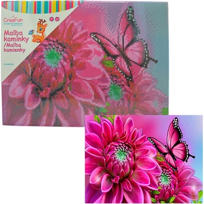 Diamantové malování - Kytka a motýl 30 x 40 cm