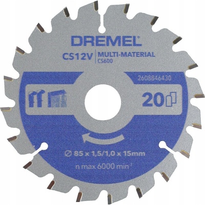 PILOVÝ KOTOUČ S WIDIOVÝMI ZUBY CS600 85x15mm 20 zubů pro pilu CS12V-S1C DREMEL