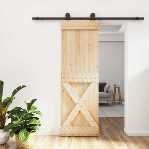 vidaXL Преплъзваща се врата Естествено и черно 70 x 210 cm (3444998)