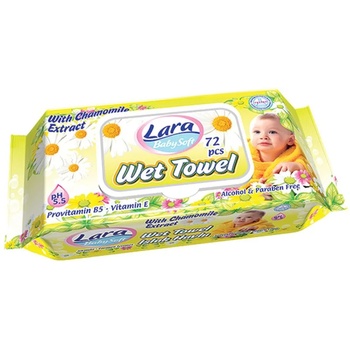 Image 1 of Lara Мокри кърпи с капак Lara Baby Soft - Лайка, Provitamin B5, Vitamin E, 72 броя (54003)