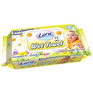Lara Мокри кърпи с капак Lara Baby Soft - Лайка, Provitamin B5, Vitamin E, 72 броя (54003) - ozone