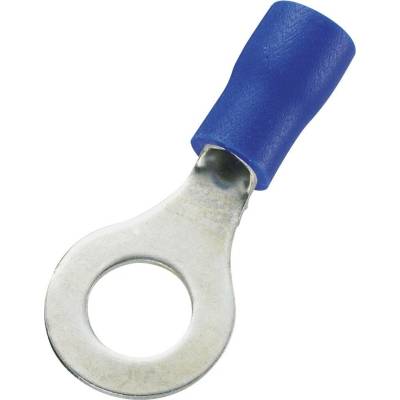 TRU COMPONENTS 746568 guľaté káblové oko Prierez=2.50 mm² Ø otvoru=6.4 mm čiastočne izolované modrá 100 ks