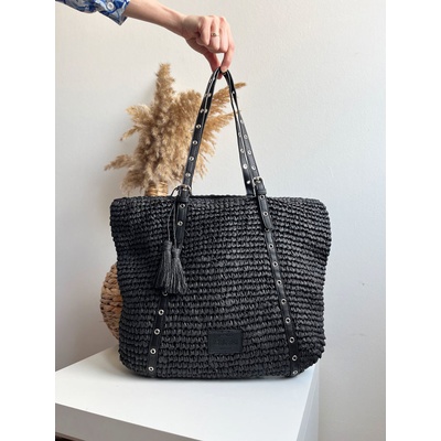 Slamená kabelka na rameno BIG STAR DX-574096-black