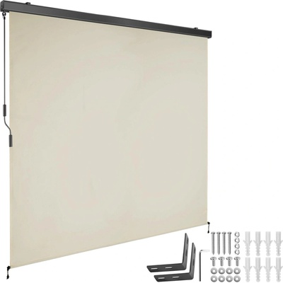 tectake Svislá markýza Eloise se 2 nástěnnými držáky - 200 x 250 cm, béžová