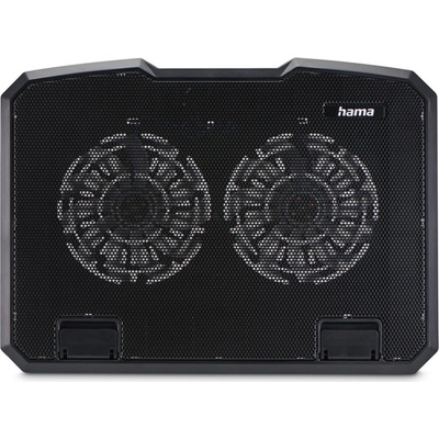 Hama chladicí stojan pro notebook Black Metal, 2 ventilátory, naklápěcí, modré podsvícení, tichý; 126806