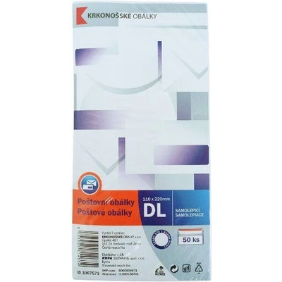 Obálka dlhá biela samolepiaca DL 50ks 110x220mm