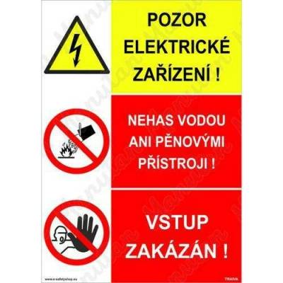 Pozor elektrické zařízení, samolepka 297 x 420 x 0,1 mm A3