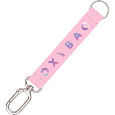 Snúrka na krk krátka s karabinkou Holographic Pink