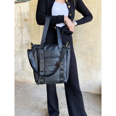 Laura Biaggi prešívaná kabelka na rameno DX-KB-43-black stripsNEW Čierna