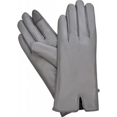 Semiline women leather antebacterial gloves P8201 grey