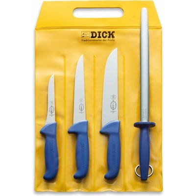 F. Dick sada nožů a ocílka 30cm modré ergogrip 13 až 18cm 3 ks