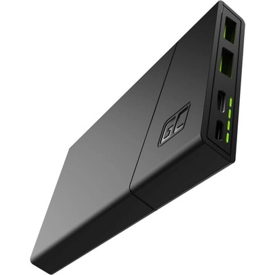 Green Cell PowerPlay 10 Quick Charge 3.0 Power Bank 10000 mAh - външна батерия с два USB изхода и USB-C порт и технология за бързо зареждане (черен)