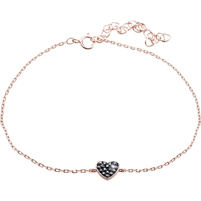 JSB černý se Swarovski Elements srdce Hematite 14646