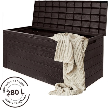 Prosperplast Woodebox 280L - 120x46x57cm so sklápateľným vrchnákom hnedý