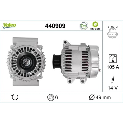 VALEO Alternátor VALEO RE-GEN REMANUFACTURED VA 440909