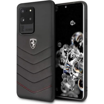 Ferrari Heritage Quilted Leather Hard Case - кожен кейс (естествена кожа) за Samsung Galaxy S20 Ultra (черен)