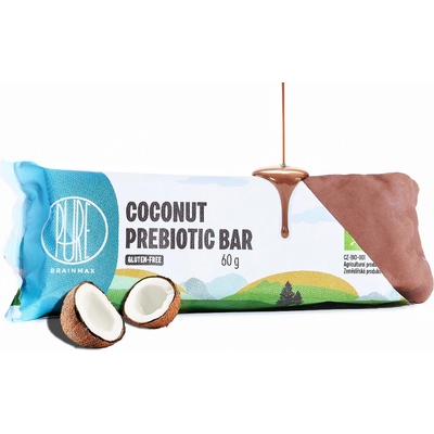 BrainMax Pure Coconut Prebiotic Bar prebiotická tyčinka Kokos BIO 60 g – Zboží Dáma