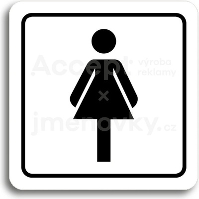 ACCEPT Piktogram WC ženy (dámy) - bílá tabulka - černý tisk