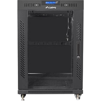 Lanberg rack cabinet 19" free-standing 15U/800x1000 (flat pack) with glass door lcd black v2 (FF01-8015-12BL)