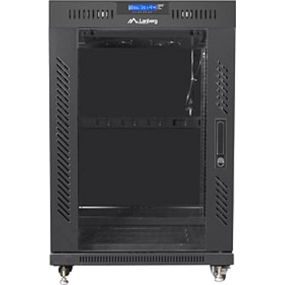Lanberg rack cabinet 19" free-standing 15U/800x1000 (flat pack) with glass door lcd black v2 (FF01-8015-12BL)