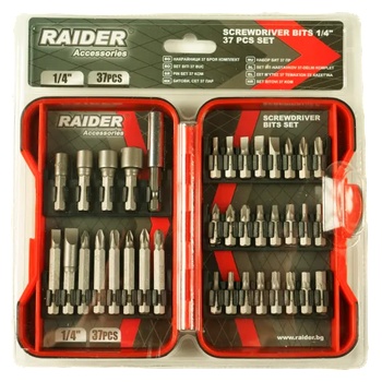 Raider Power Tools Накрайници 1/4" 37 бр. комплект raider 157793