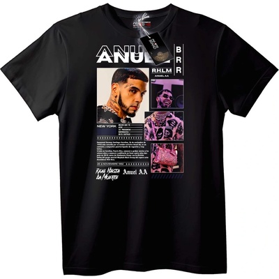 NOONEBRAND Тениска Anuel AA Градска музика - 2XL, Black