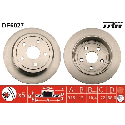 Brzdový kotúč TRW DF6027