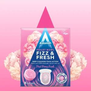 Astonish 8таблетки за почистване на тоалетна чиния Fizz & Fresh Tabs Pink Peony Fresh