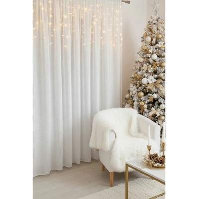 Záclona dreher, Rain lurex zlatý, bílá 250 cm