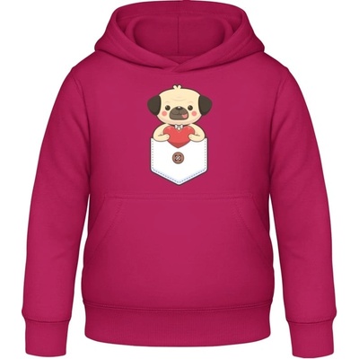 AWDis detská mikina s Kapucňu Dizajn pes a deti láska Zvodná ružová