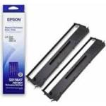 Epson Комплект мастилени ленти за принтер Epson SIDM Ribbon Cartridge, LX-350/300+/300+II, Dualpack, Черен, C13S015647