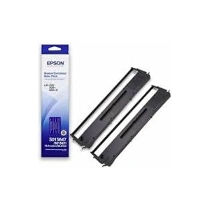 Epson Комплект мастилени ленти за принтер Epson SIDM Ribbon Cartridge, LX-350/300+/300+II, Dualpack, Черен, C13S015647