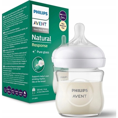 Avent Philips láhev Natural Response skleněná transparentní 120 ml – Zboží Dáma