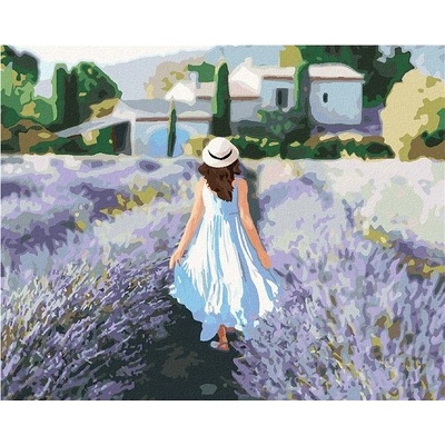 zuty Malování Podle Čísel Levandulové Pole A Žena V Provence 80 x 100 Cm Plátno Rám