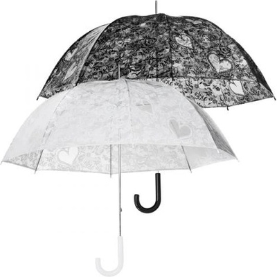 LACE dámský holový průhledný deštník s krajkovým potiskem bílý