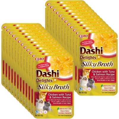 Dashi Delights Silky Broth s kuřecím masem tuňákem a lososem 24 x 40 g