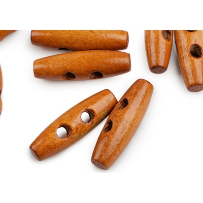 Prima-obchod Dřevěný knoflík oliva 12x40 mm, barva 4 hnědá koňak lakované