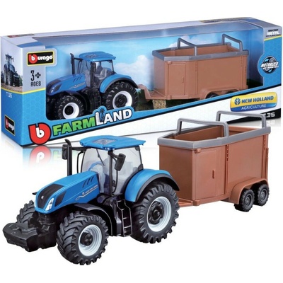 Bburago ASST 10 cm Farmařský traktor s přívěsem Fendt 1050 s valníkem na balíky, mix 12 ks