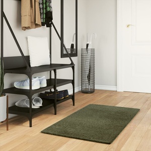 vidaXL Килим HUARTE с къс косъм, мек и миещ се, горско зелен 60x110 см (375089)