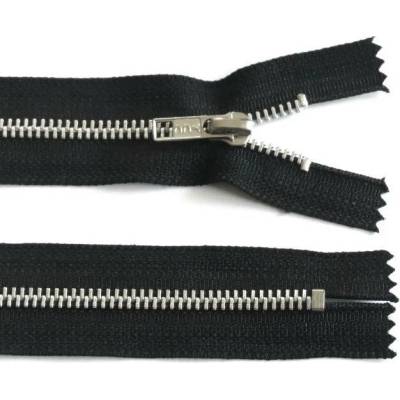 Kovový zip no.5 nerozepínací 12cm jeansový černý (stříbrné zoubky)
