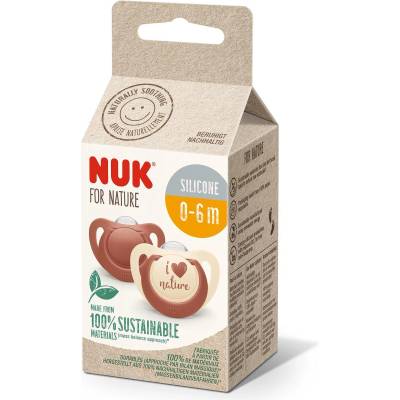 Nuk for NATURE биберон залъгалка силикон 0-6 мес. 2бр. Червена (10175294)